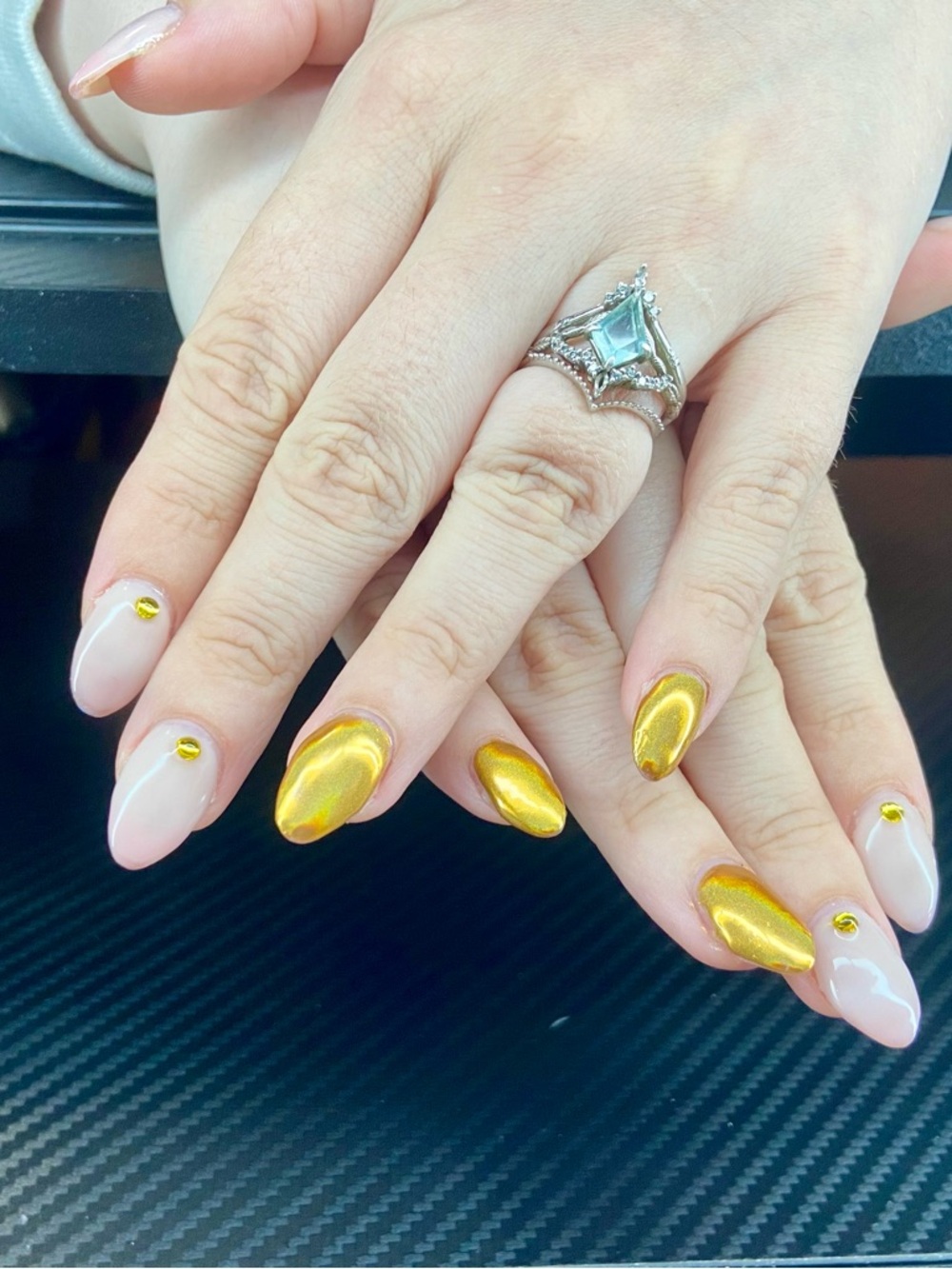 Gold & Nude Metallic Gel Nail Polish Set